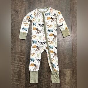 Farm Tractor Print Bamboo Pajama Sleeper 3-6m